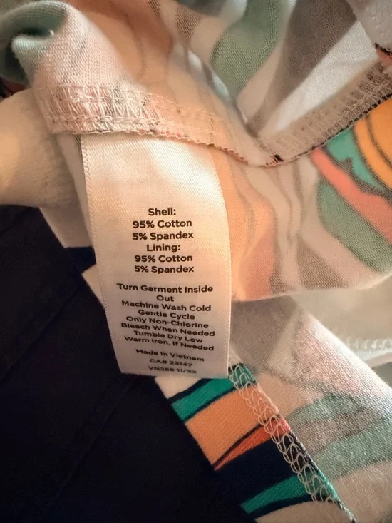 Talbots Tropical Leaf Mini Skirt - White with Teal, Coral, Navy & Yellow - Picture 6 of 6